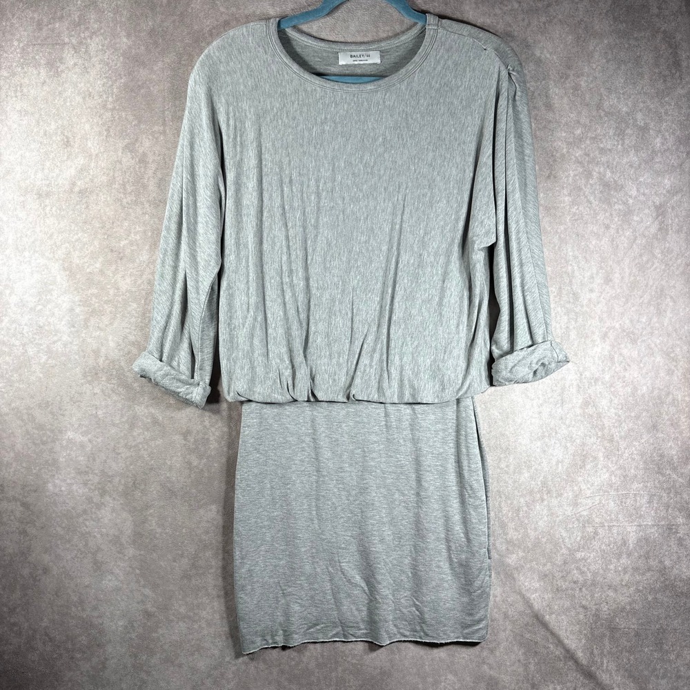 Bailey 44 Dress Women Small Gray Heathered Modal Spandex Mini Blouson Stretch